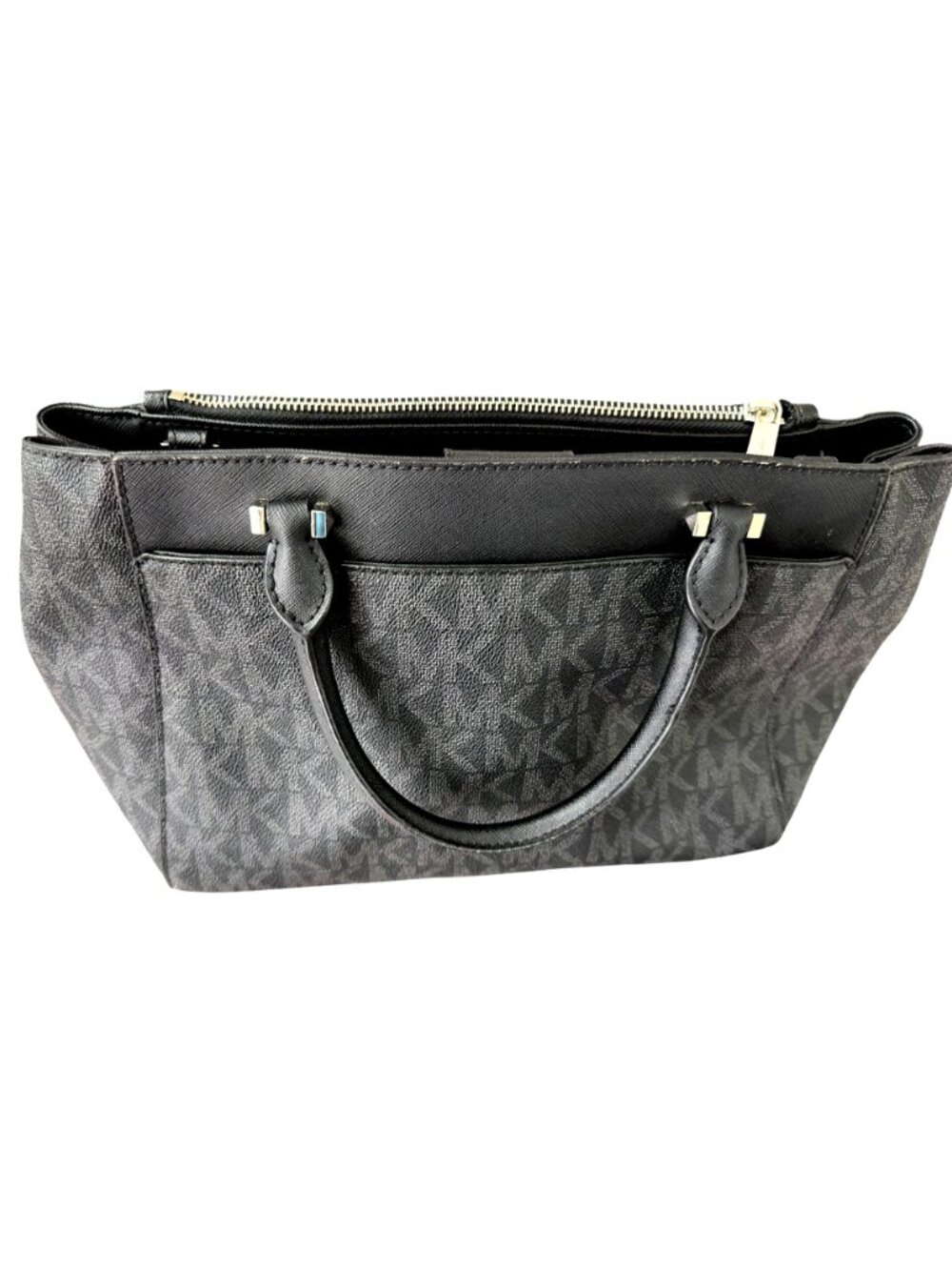 Michael Kors Black Signature Graham Top Handle Purse - Picture 3 of 6